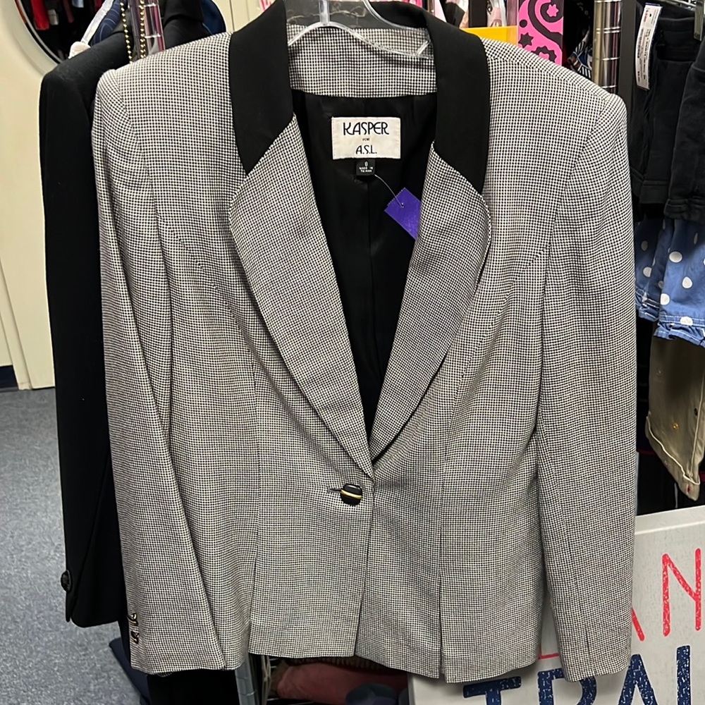 💜Kasper Black/White Blazer 8